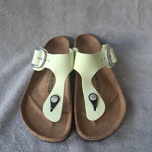 💚Birkenstock Gizeh Buckle Nubuck Leather Sandals – Faded Lime Size 38 (7–7.5)
